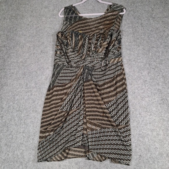 Nine West Dresses & Skirts - Nine West Sheath Dress Womens 14 Brown Geometric Sleeveless Draped U72MG54089